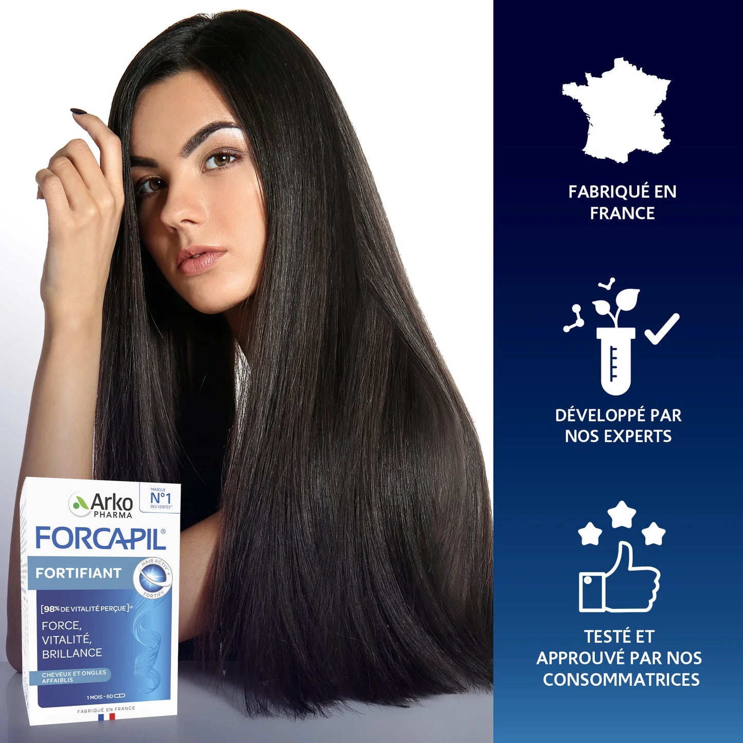 FORCAPIL® FORTIFIANT CHEVEUX ET ONGLES 180 GÉLULES = 60 GÉLULES OFFERTES