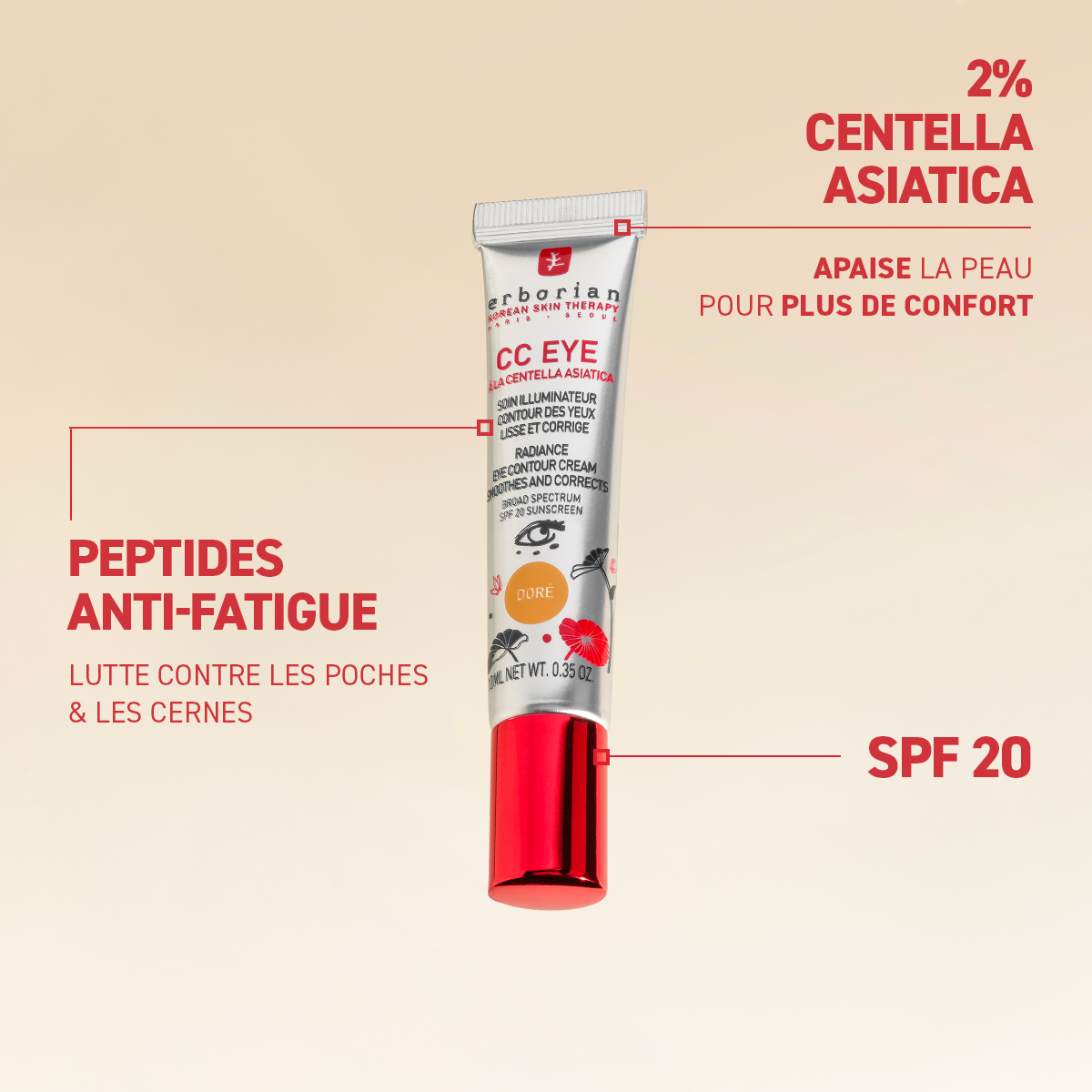 ERBORIAN CC EYE CRÈME CONTOUR DES YEUX DORÉ - 10 ML