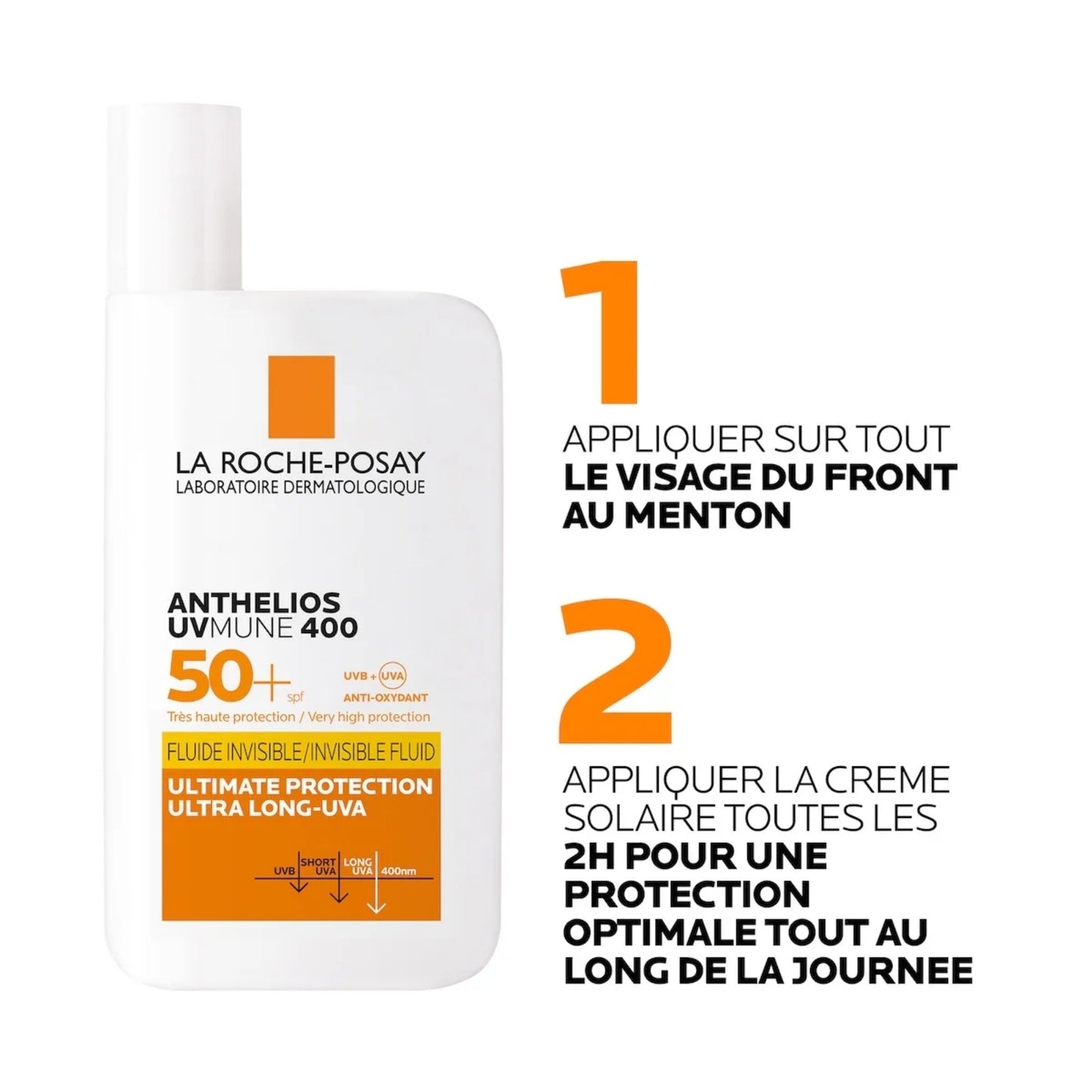 LA ROCHE-POSAY ANTHELIOS UVMUNE 400 CRÈME SOLAIRE FLUIDE INVISIBLE SPF 50+ 50 ML = EAU THERMALE 50 ML OFFERTE