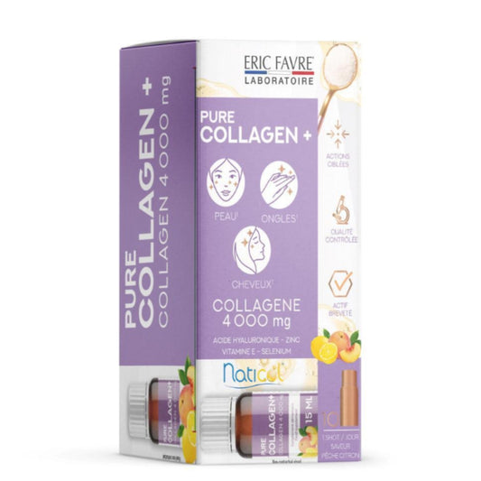 ERIC FAVRE PURE COLLAGEN+ FORMULE LIQUIDE PÊCHE – CITRON - 10 UNICADOSES® DE 15 ML