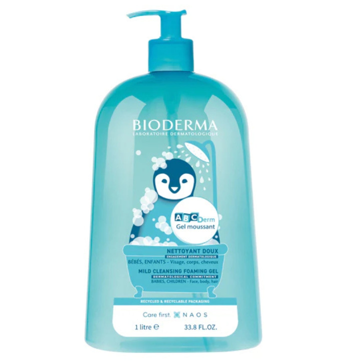 BIODERMA ABCDERM GEL NETTOYANT MOUSSANT DOUX 1 L = SAC À BÉBÉ OFFERT