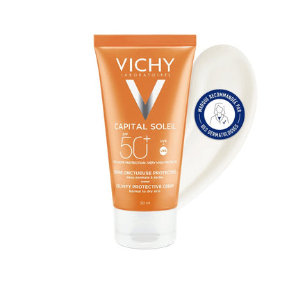 VICHY CAPITAL SOLEIL CRÈME ONCTUEUSE SPF50+ 50 ML = APRÈS-SOLEIL 100 ML OFFERT
