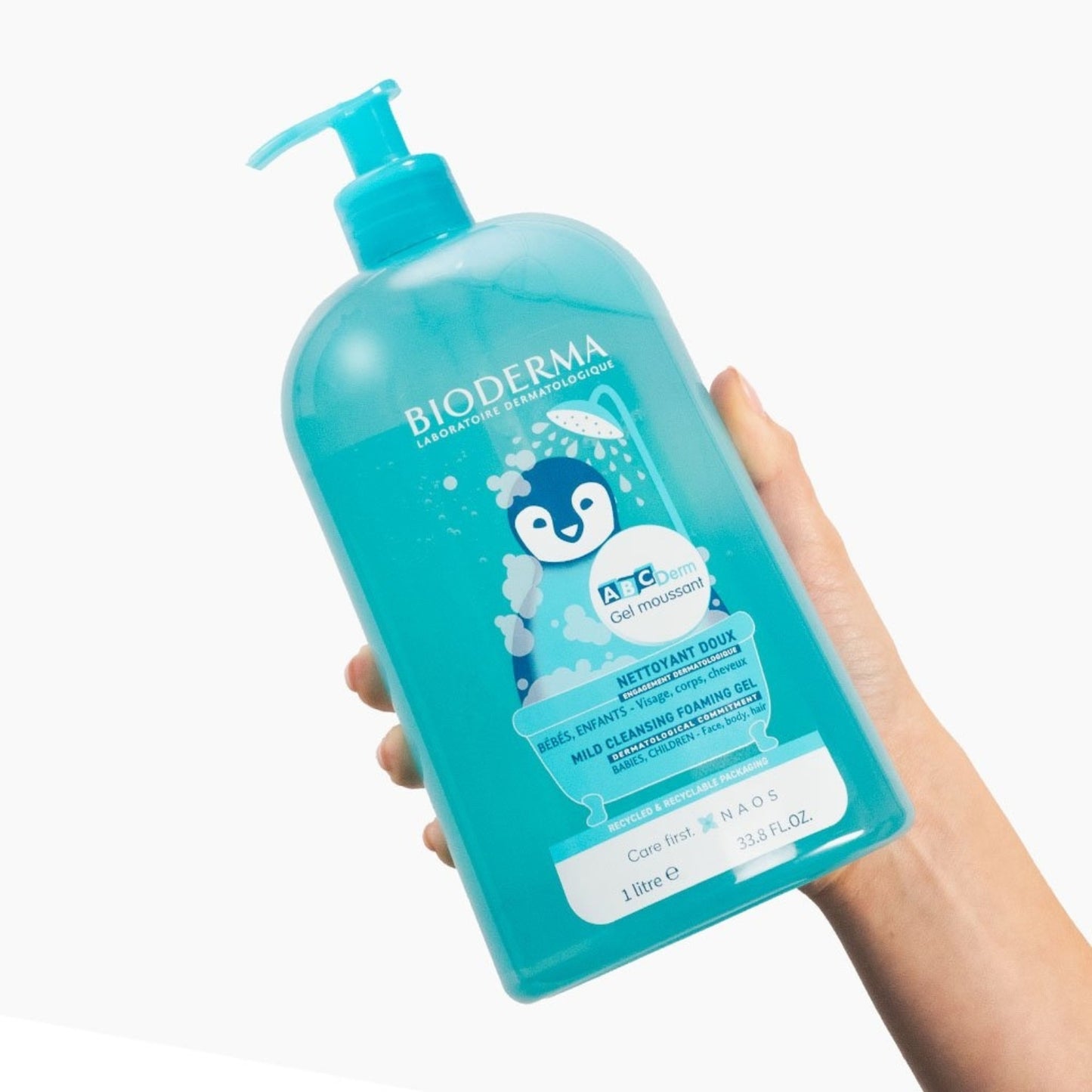 BIODERMA ABCDERM GEL NETTOYANT MOUSSANT DOUX 1 L = SAC À BÉBÉ OFFERT