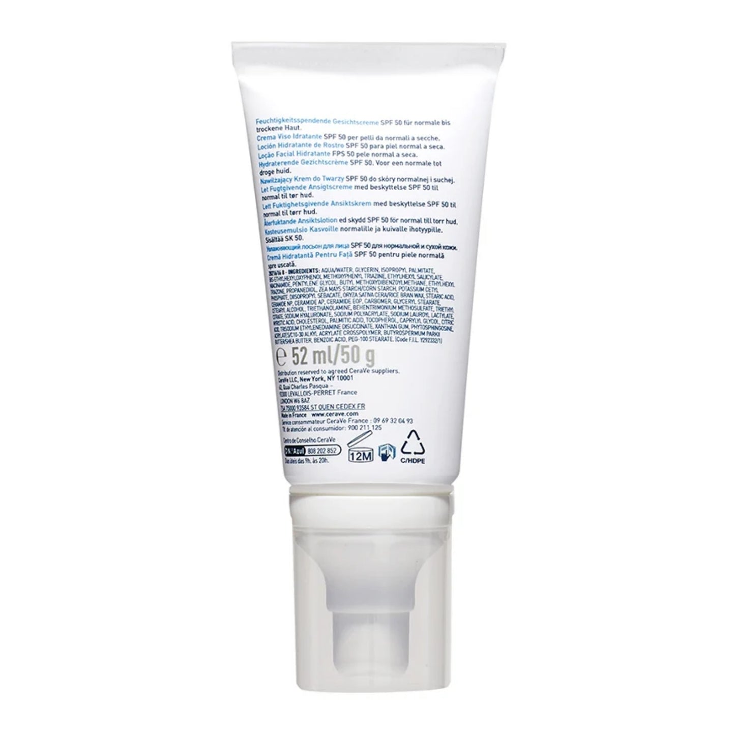 CERAVE CRÈME HYDRATANTE VISAGE SPF50 - 52 ML