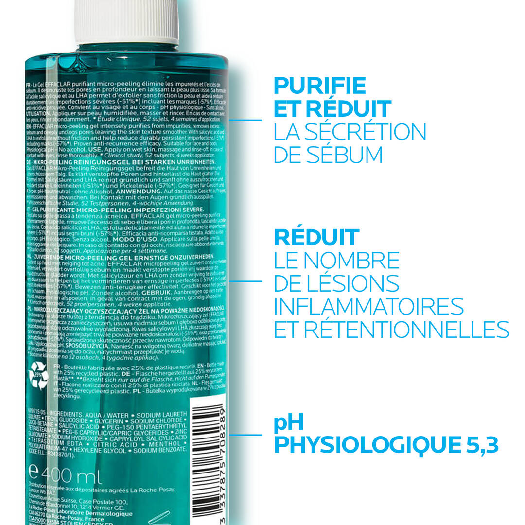 LA ROCHE-POSAY EFFACLAR GEL MICRO-PEELING PURIFIANT - 400 ML
