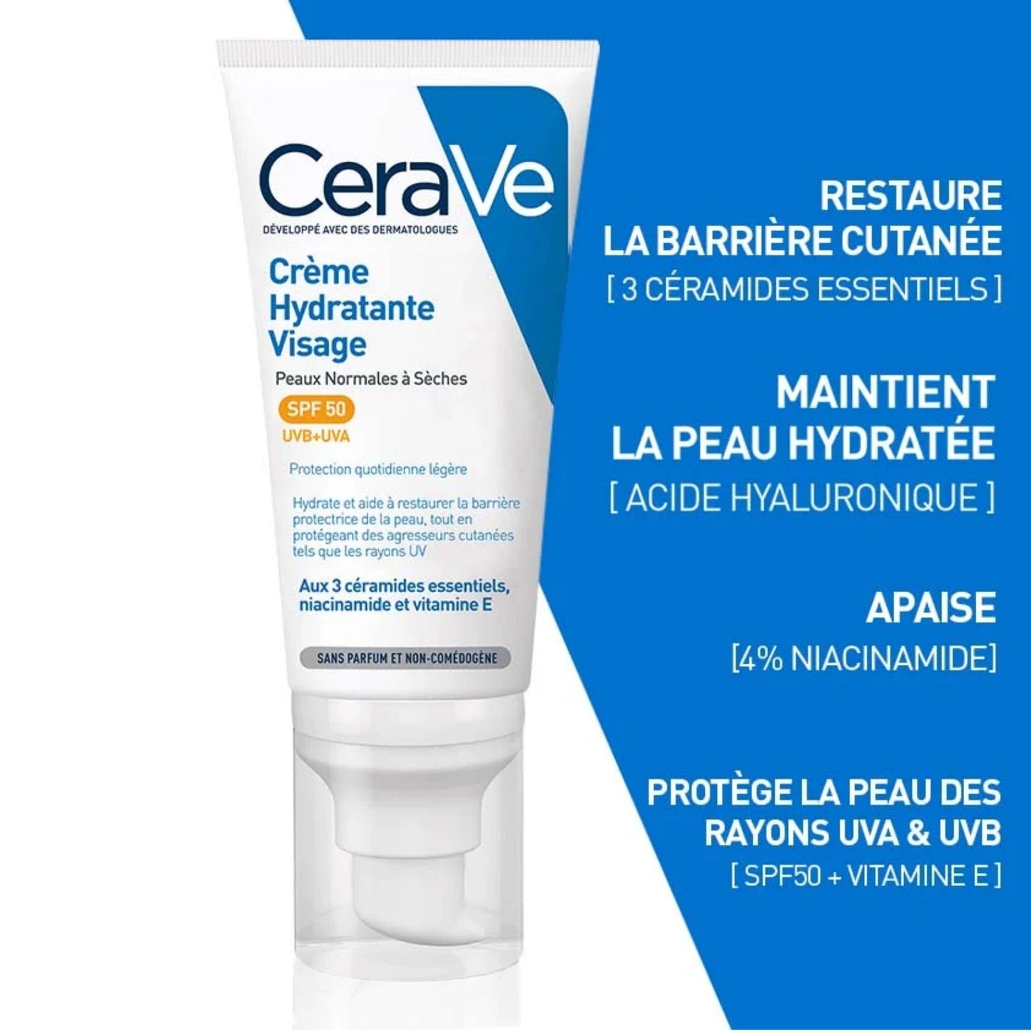 CERAVE CRÈME HYDRATANTE VISAGE SPF50 - 52 ML