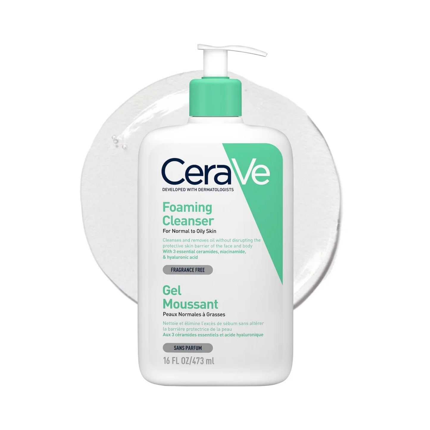 CERAVE GEL MOUSSANT NETTOYANT PEAU NORMALE À GRASSE - 473 ML