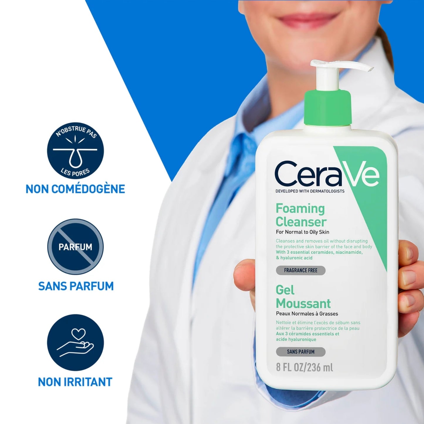 CERAVE GEL MOUSSANT NETTOYANT PEAU NORMALE À GRASSE - 236 ML