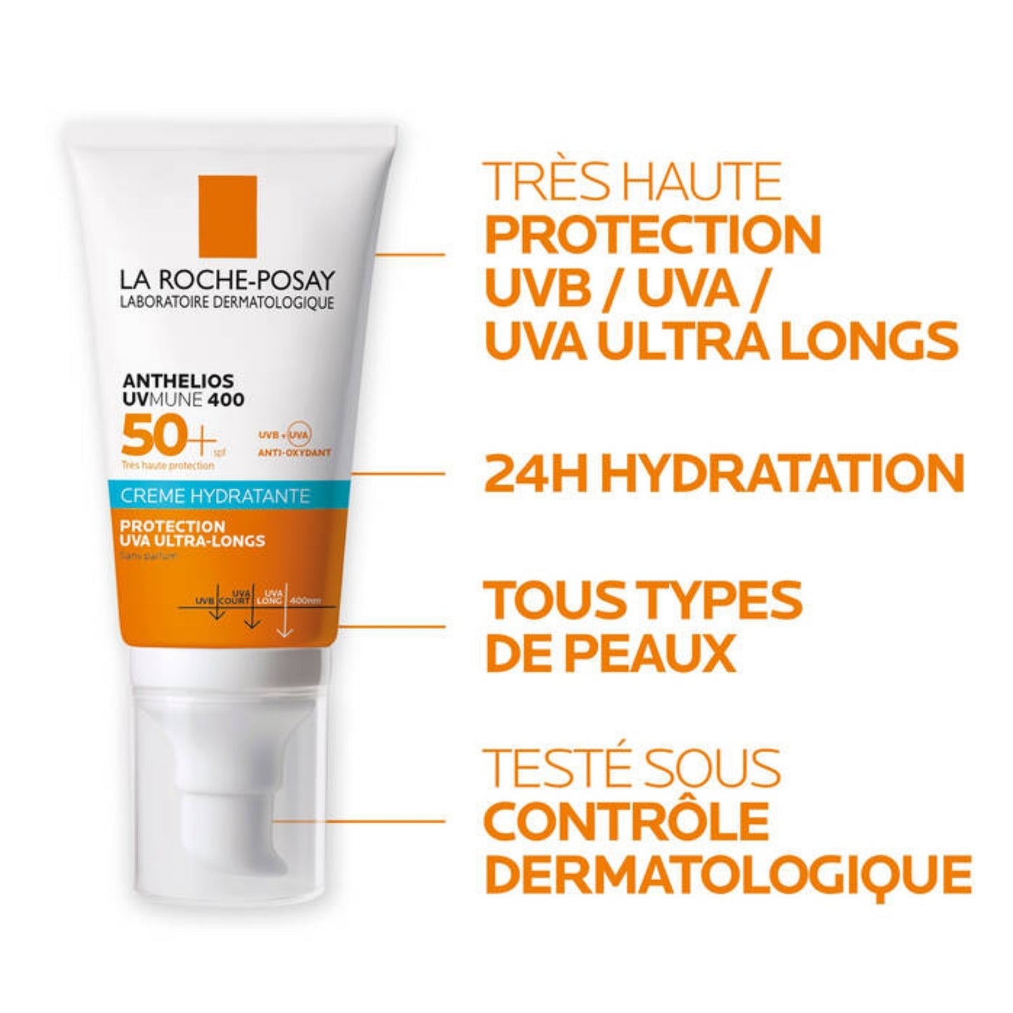 LA ROCHE POSAY ANTHELIOS UVMUNE 400 CRÈME HYDRATANTE SOLAIRE INVISIBLE - 50 ML