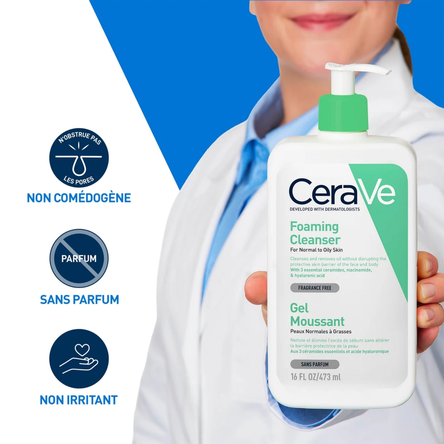 CERAVE GEL MOUSSANT NETTOYANT PEAU NORMALE À GRASSE - 473 ML