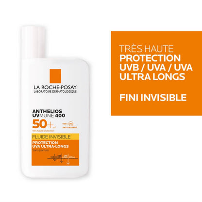 LA ROCHE-POSAY ANTHELIOS UVMUNE 400 CRÈME SOLAIRE FLUIDE INVISIBLE SPF 50+ 50 ML = EAU THERMALE 50 ML OFFERTE