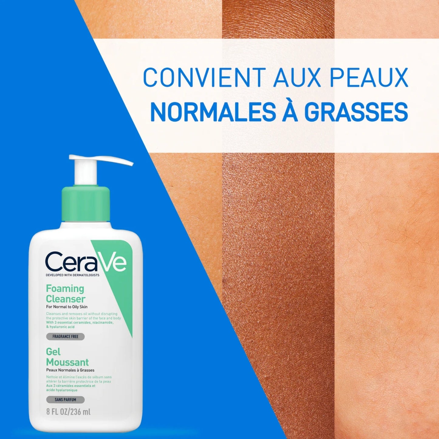CERAVE GEL MOUSSANT NETTOYANT PEAU NORMALE À GRASSE - 236 ML