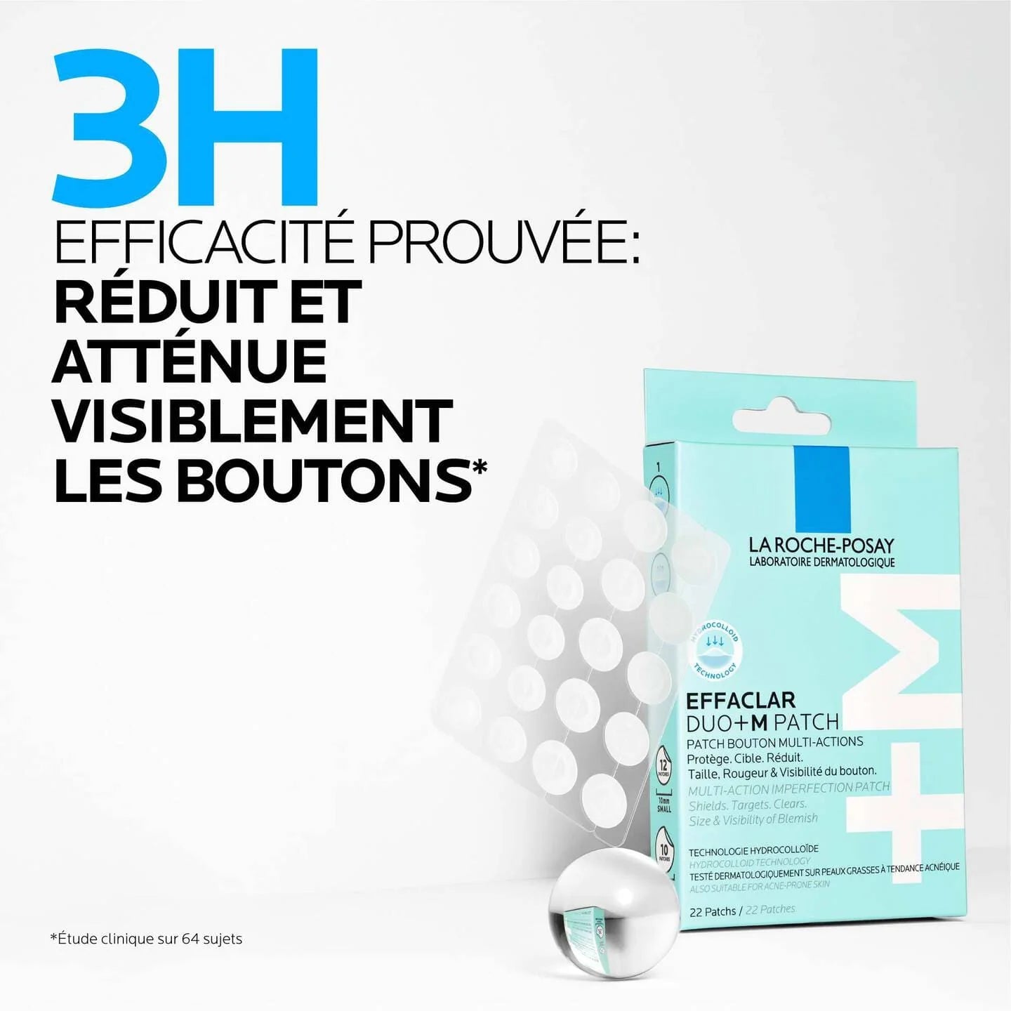 LA ROCHE-POSAY EFFACLAR PATCH ANTI-IMPERFECTIONS DUO+M – PATCHS ANTI-BOUTONS & ANTI-ACNÉ (22 PATCHS)