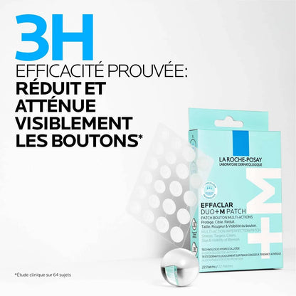 LA ROCHE-POSAY EFFACLAR PATCH ANTI-IMPERFECTIONS DUO+M – PATCHS ANTI-BOUTONS & ANTI-ACNÉ (22 PATCHS)