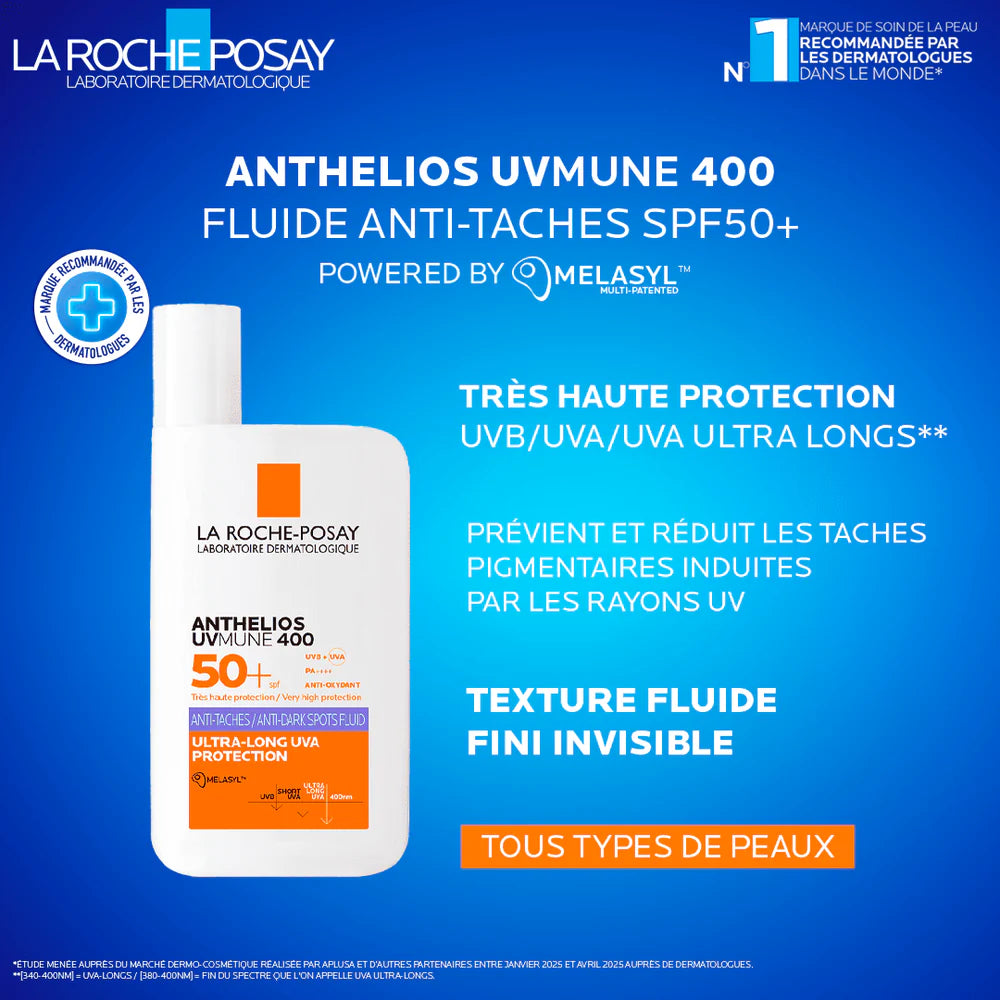 LA ROCHE-POSAY ANTHELIOS UVMUNE 400 FLUIDE ANTI-TACHES SPF50+ 50ML = EAU THERMALE 50ML OFFERTE