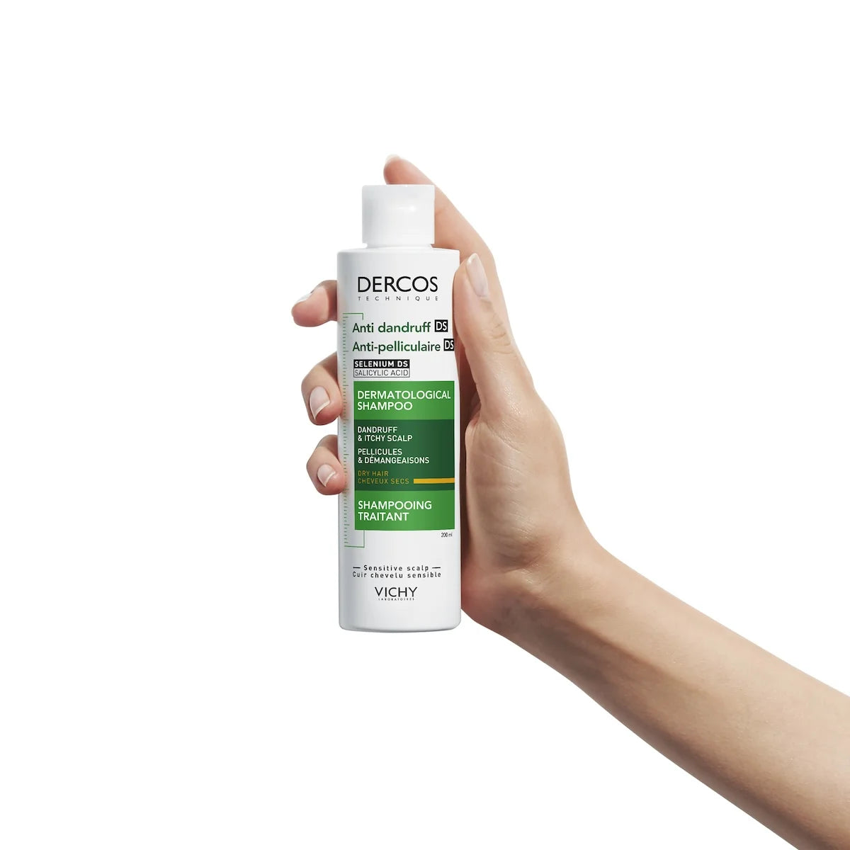 DERCOS SHAMPOOING ANTI-PELLICULAIRE DS CHEVEUX SECS 200 ML = FORMAT VOYAGE 50 ML OFFERT