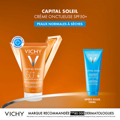 VICHY CAPITAL SOLEIL CRÈME ONCTUEUSE SPF50+ 50 ML = APRÈS-SOLEIL 100 ML OFFERT