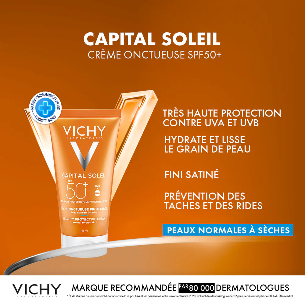 VICHY CAPITAL SOLEIL CRÈME ONCTUEUSE SPF50+ 50 ML = APRÈS-SOLEIL 100 ML OFFERT