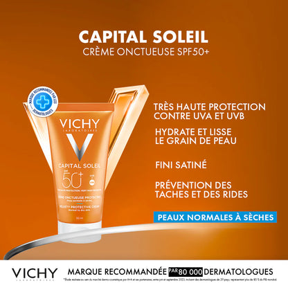 VICHY CAPITAL SOLEIL CRÈME ONCTUEUSE SPF50+ 50 ML = APRÈS-SOLEIL 100 ML OFFERT