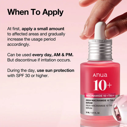 ANUA NIACINAMIDE 10% + TXA 4% SÉRUM ANTI-TACHES & ÉCLAT – 30 ML