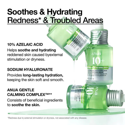 ANUA AZELAIC ACID 10+ HYALURON REDNESS SOOTHING SERUM - 30 ML