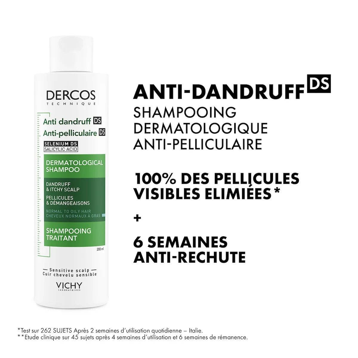DERCOS SHAMPOOING ANTI-PELLICULAIRE DS CHEVEUX NORMAUX À GRAS 200 ML