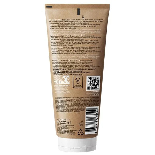 LA ROCHE-POSAY LIPIKAR BAUME AP+M TUBE ÉCO-RESPONSABLE PEAU SÈCHE ET ECZÉMA ATOPIQUE - 200 ML